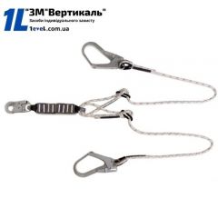Строп із плетеного шнура подвійний з амортизатором та карабінами К20 + 2К55 (1МСШ22)